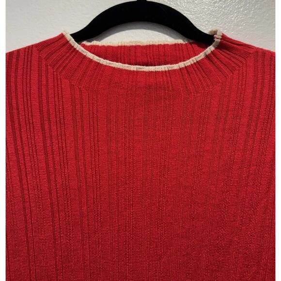 BDG Urban Outfitters Large Red Ribbed Kiara Mock Neck Long Sleeve Top Open Back - Picture 8 of 11
